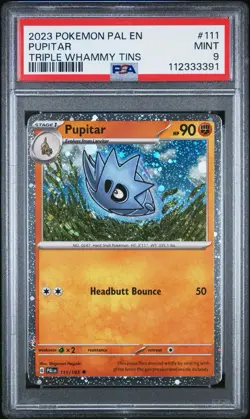 POKEMON CARD PUPITAR 111 TRIPLE WHAMMY TIN PROMO #111 GRADED PSA 9 MINT PAL EN - Image 1