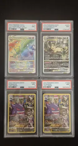 Pokemon 4 Cards PSA 9 Sword & Shield Era Gengar Tg06 Leafeon Vstar Charizard - Image 1
