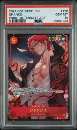 PSA 10 One PIece Card the Best Shanks PRB OP01-120 Secret Rare Alt Art Japanese - Image 1