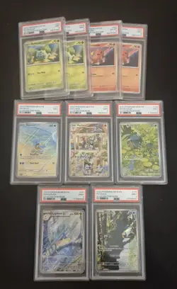 Pokemon English 151 9 Cards From 151 Set Squirtle Bulbasaur Machoke Psyduck PSA - Image 1