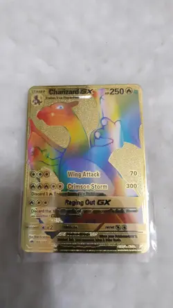 New-(5) Rare Pokemon Charizard Vmax Metal Gold Pokemon Card Charizard GX Set - Image 2