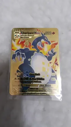 New-(5) Rare Pokemon Charizard Vmax Metal Gold Pokemon Card Charizard GX Set - Image 3
