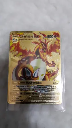 New-(5) Rare Pokemon Charizard Vmax Metal Gold Pokemon Card Charizard GX Set - Image 4