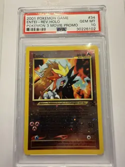 2001 POKEMON GAME MOVIE POKEMON 3 MOVIE PROMO #34 ENTEI-REVERSE FOIL PSA 10 - Image 1