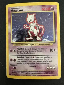 Pokemon TCG Mewtwo Base Set 10/102 Holo 1999-2000 Wizards Base Set Holo Rare - Image 1