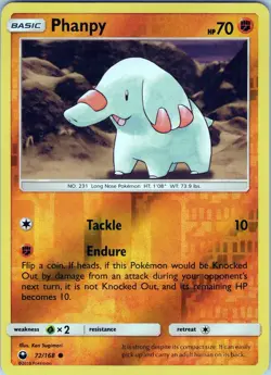 Phanpy 72/168 - Pokemon TCG SM: Celestial Storm - Common Reverse Holo (NM) - Image 1