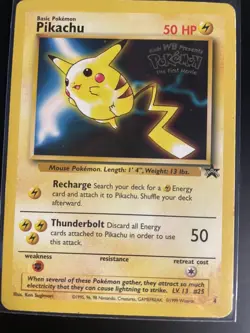 Pikachu #4 Black Star Promo Wizards WB Pokemon Movie Promo Vintage 1999! - Image 1