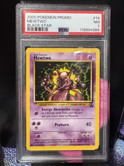 2000 Pokemon Promo, Black Star #14, Mewtwo, PSA 7, NM - Image 1