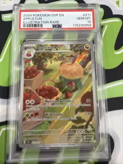 2024 POKEMON SSP EN-SURGING SPARKS ILLUSTRATION RARE #211 APPLETUN PSA 10 - Image 1