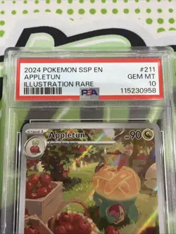 2024 POKEMON SSP EN-SURGING SPARKS ILLUSTRATION RARE #211 APPLETUN PSA 10 - Image 2