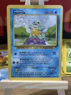 Pokemon TCG Squirtle Base Set Unlimited Common 63/102 MP Vintage WOTC 1999 - Image 1