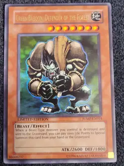 Yugioh Green Baboon, Defender of the Forest JUMP-EN014 Limited Ultra Rare LP - Image 1