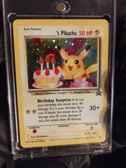 Pokemon Birthday Pikachu #24 Black Star Promo TCG SWIRL Holo Rare Vintage Card - Image 1