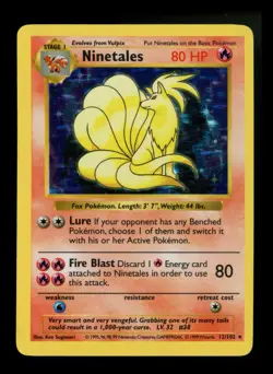 #2 Ninetales 12/102 SHADOWLESS Base Set 1999 Holo Rare WOTC Pokemon Card TCG - Image 1