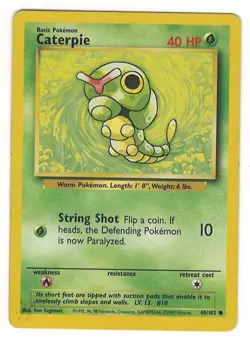 1999 POKEMON CATERPIE 45/102 BASE SET CARD - EXC- LOOK !!!! - Image 1