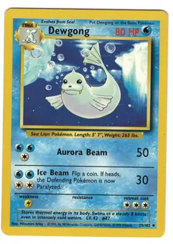 1999 POKEMON DEWGONG 25/102 BASE SET UNCOMMON CARD - EXC- LOOK !!!! - Image 1