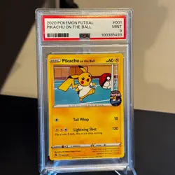 PSA 9 2020 POKEMON FUTSAL PIKACHU ON THE BALL 001 GRADED CARD - Image 1