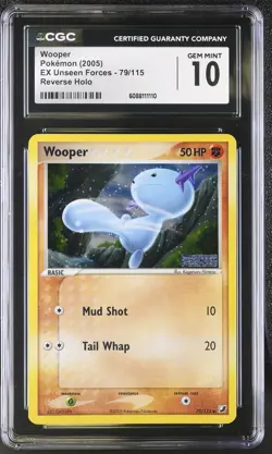 CGC 10 Wooper 2005 EX Unseen Forces 79/115 Reverse Holo STAMPED Pokemon Card - Image 1