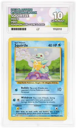 Pokemon TCG Card Squirtle 001/034 Classic Collection CLB - ACE 10 NOT PSA - Image 1