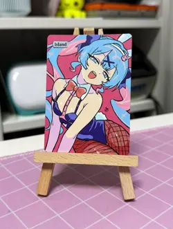 Hand Painted Altered Art Mtg land card Anime Island Girl Singer - Image 2