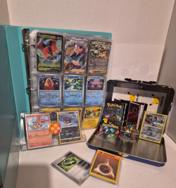 Pokemon Huge Lot Of Over 220+ Cards & 60+ Holo Cards Binder & Lunchbox & More - Image 1