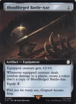 Bloodforged Battle-Axe (Extended Art) NM Regular Fallout #481 Rare MTG - Image 1
