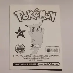 Pokemon - Eevee - Topps Merlin Sticker - Series 1 - #S21/36 - Holo - 1999 - Image 2