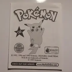 Pokemon - Eevee - Topps Merlin Sticker - Series 1 - #133/240 - 1999 - Image 2