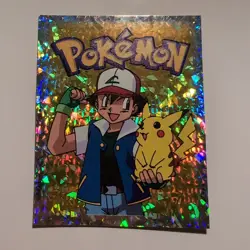 Pokemon - Ash & Pikachu - Topps Merlin Sticker Series 1 #S29/36 Gold Holo 1999 - Image 1