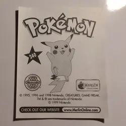 Pokemon - Ash Puzzle 4/4 - Topps Merlin Sticker - Series 1 - #240/240 - 1999 - Image 2