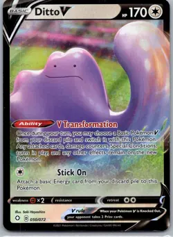 Pokemon TCG Ditto V 50/72 Shining Fates NM - Image 1