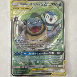 Pokemon Blastoise & Piplup GX TAG TEAM Cosmic Eclipse 215/236 Gem Mint!!! - Image 1