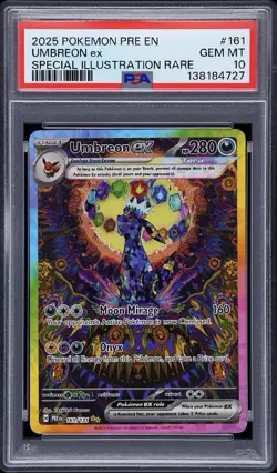 2025 POKEMON PRISMATIC EVOLUTIONS ILLUSTRATION RARE #161 UMBREON EX PSA 10 - Image 1