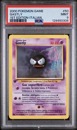 POKEMON PSA 9 GASTLY 50/102 SET BASE 1st PRIMA EDIZIONE ITALIANO 2000 LOW POP! - Image 1