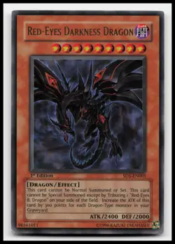 Red-Eyes Darkness Dragon SD1-EN001 Structure Deck: Dragon's Roar Yugioh Card - Image 1