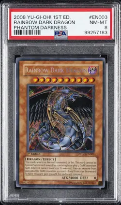 2008 YU-GI-OH! PTDN-PHANTOM DARKNESS 1ST ED #EN003 RAINBOW DARK DRAGON PSA 8 - Image 1