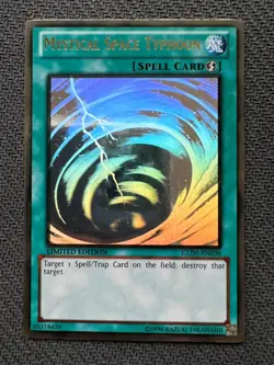 Yugioh Mystical Space Typhoon Limited Edition Ghost/Gold Rare GLD5-EN038 LP/NM - Image 1