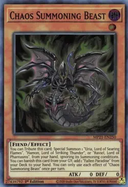 Yugioh! LP Chaos Summoning Beast - MP21-EN250 - Super Rare - 1st Edition Lightly - Image 1