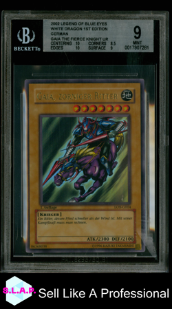GAIA THE FIERCE KNIGHT UR 2002 YUGIOH LEG/BLUE EYES WHITE DRAGON 1ST ED DE BGS 9 - Image 1