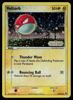 Pokemon Card - Voltorb Legend Maker 68/92 Common Reverse Holo SWIRL Stamped - Image 1