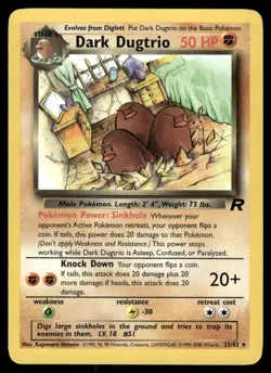 Pokemon Cards Dark Dugtrio 23/82 UNLIMITED Team Rocket WOTC Rare NM - Image 1