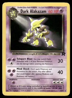 Pokemon Cards Dark Alakazam 18/82 UNLIMITED Team Rocket WOTC Rare NM - Image 1