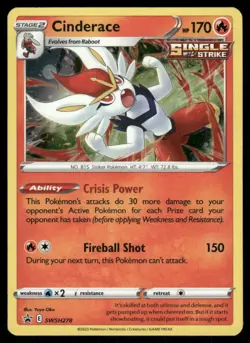 Pokemon Cards Cinderace SWSH278 SWSH Black Star Promo NM - Image 1