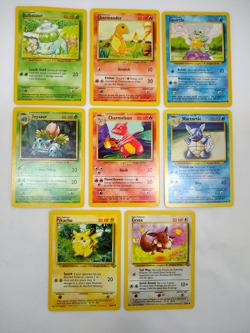 Vintage Pokemon Base Set Card Lot - Starters Pikachu Eevee Bulbasaur Charmander - Image 1