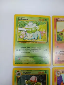 Vintage Pokemon Base Set Card Lot - Starters Pikachu Eevee Bulbasaur Charmander - Image 2