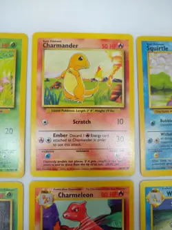 Vintage Pokemon Base Set Card Lot - Starters Pikachu Eevee Bulbasaur Charmander - Image 3