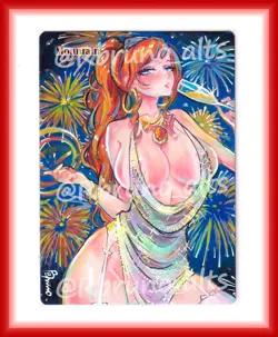 Hand Painted Altered Mtg Mountain Card Anime Girl - Image 1