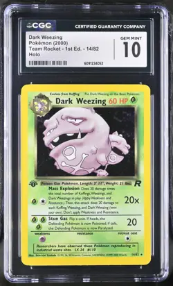 CGC 10 GEM MINT Dark Weezing Team Rocket 1st Edition 14/82 Holo Pokemon Card - Image 1
