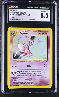 CGC 8.5 Espeon 2001 Neo Discovery 1/75 Holo Pokemon Card - Image 1