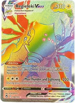 Regieleki VMAX 198/195 Silver Tempest Rainbow Secret Rare Pokemon Card NM+ - Image 1